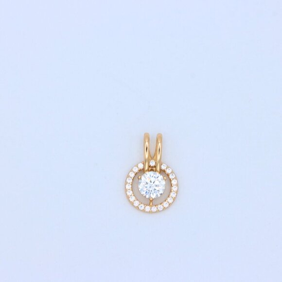 "Brilliant White Center Stone Pendant with Elegant Crystal Halo Design, XPPT1709 - Picture 12 of 13